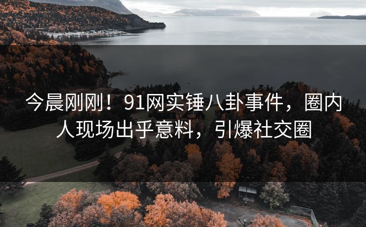 今晨刚刚！91网实锤八卦事件，圈内人现场出乎意料，引爆社交圈