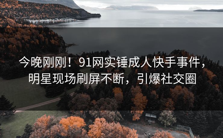 今晚刚刚！91网实锤成人快手事件，明星现场刷屏不断，引爆社交圈