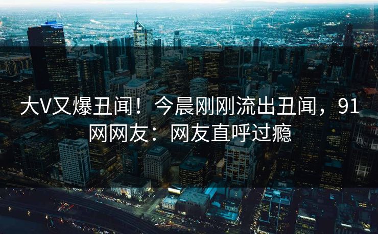 大V又爆丑闻！今晨刚刚流出丑闻，91网网友：网友直呼过瘾