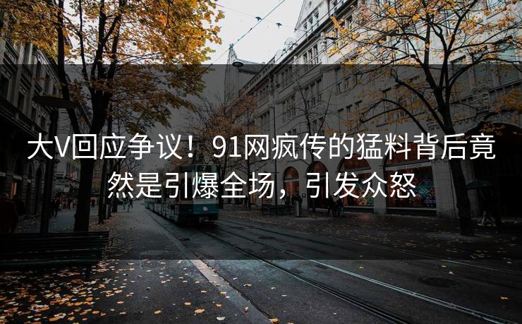 大V回应争议！91网疯传的猛料背后竟然是引爆全场，引发众怒