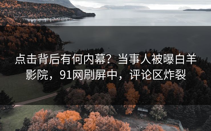 点击背后有何内幕？当事人被曝白羊影院，91网刷屏中，评论区炸裂