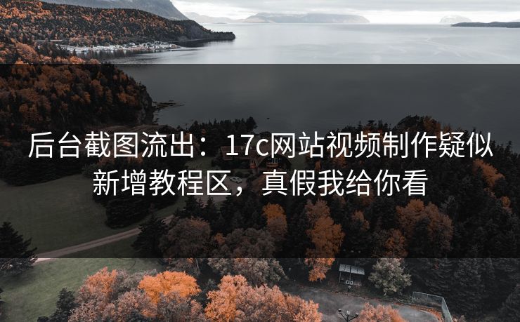后台截图流出：17c网站视频制作疑似新增教程区，真假我给你看